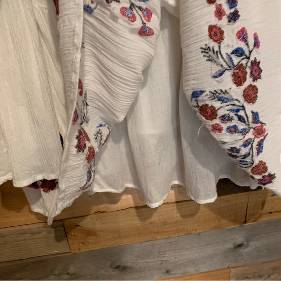 Free People Te Amo Embroidered Bell Sleeve Boho Babydoll Mini Dress White Sz XS - Picture 8 of 14